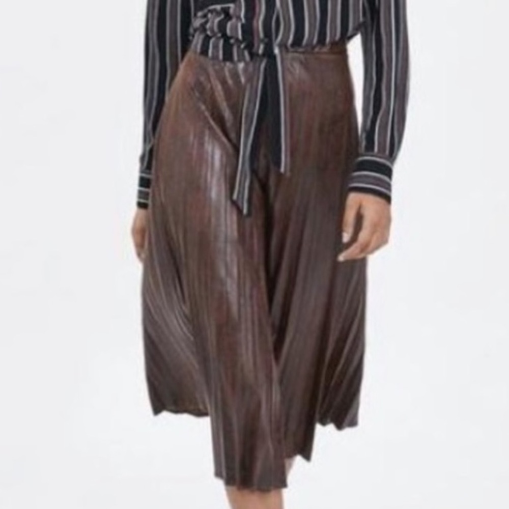 Faux Leather Pleated Skirt